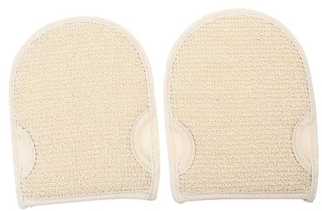 HOMOCONO 2stücke Doppelseitige Peelinghandschuhe Aus Baumwolle Und Leinen Sanfte Körperreinigung Massage Wiederverwendbare Badhandschuhe Für Gründliches Hautpeeling Und Porentiefe Reinigung