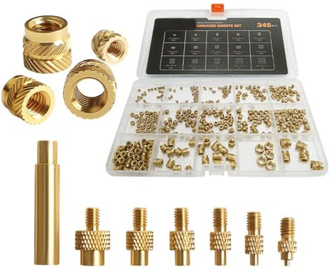 Ensemble d'outils professionnels pour insertion de chaleur en laiton pour fer à souder 2 à 8 tailles incluses Écrou fileté en laiton