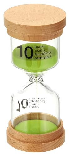 PATIKIL Reloj De Arena De 10 Minutos, Reloj De Arena De Madera Vidrio De Borosilicato Alto Reloj De Arena para Juegos, Aula, Cocina, Oficina, Decoración del Hogar, Verde