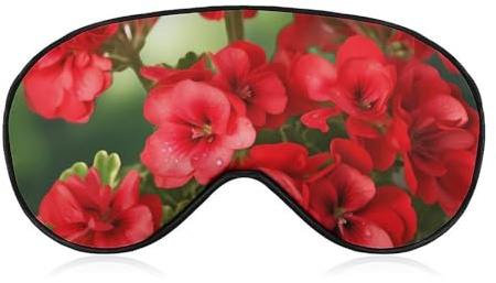 Red Geraniums Sleep Mask Soft Comfortable Eye Mask with Adjustable Strap Eye Cover Eye Shade for Men Women Work Travel