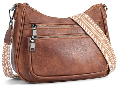 YOVIEE kleine Handtasche Damen Umhängetasche aus veganem Leder tasche Crossbody Bag mit Breitem Gurt Schultertasche Kapazität Reisetasche