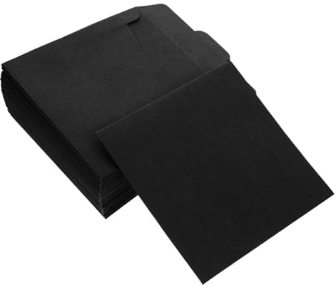 KOCKSHION CD Papierhüllen 50 Stück aus Papier in Schwarz für CDs | Retro Stil, Vielseitiges Design, Selbstgemacht Dekoration, Geeignet für Umschläge und Grußkarten