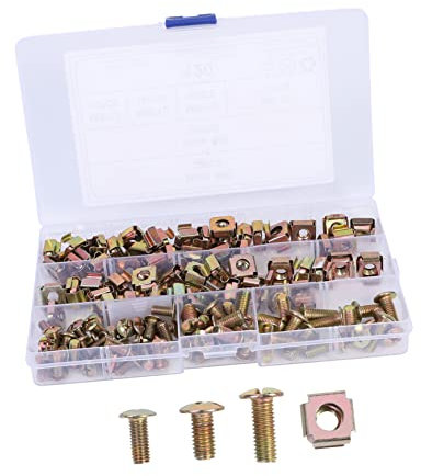 YOSADIER Kit de Vis à Écrou Flottant Acier au Carbone 120 Pièces Écrous à Cage Carrés Montage de Racks et Étagères Compatible Systèmes Métriques