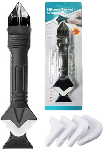 Silicone Sealing Tool - 3-in-1 Sealant Finishing Tool Adhesive Removal Scraper (Stainless Steel Blade), Suitable for bathrooms, Kitchens, Floors, Windows, Sink Joints, and Frame Sealing.