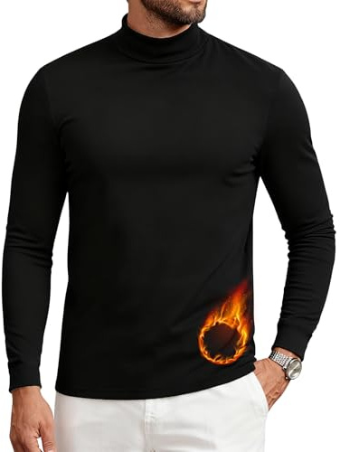 PINSPARK T-Shirt de Sport pour Homme, col roulé, Polaire,Manches Longues, Shirt Fonctionnel, séchage Rapide, t-Shirt d'entraînement de Fitness, sous-vêtements de Ski, Shirts Thermique