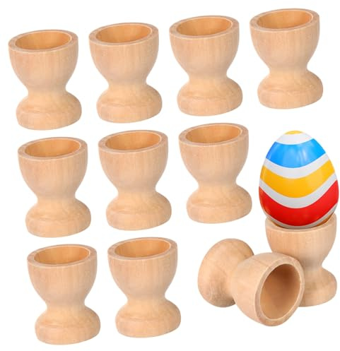 Amosfun 15pcs Wooden Easter Egg Holder for Wine Glass Shaped DIY Egg Cups Smooth Surface for Painting Crafting and Tabletop Storage
