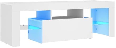 Iiaky Mobile Porta TV 120 cm con LED Mobile TV Soggiorno 120 cm Armadio per TV,Mobile Porta TV in Legno,Gioco e Centro di intrattenimento-Bianco-120x35x40 cm
