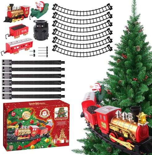 Genérico Set de Tren de Navidad - Locomotora Musical para decoración de árboles, Juguete ferroviario clásico, de batería con vías | para Chimenea, Fiesta Infantil, Muebles de Temporada,