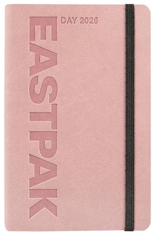 EASTPAK Agenda officiel 2026 Eastpak Agenda journalier 12 mois Midi, planificateur quotidien avec 352 pages, élastique, poche de transport, signet, calendrier 2026 et 2027, format 9 x 14 cm, Mauve