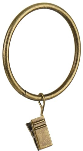 40 anillos de cortina de 2.5 pulgadas para barra de cortina, anillo de cortina de metal de latón antiguo con clips, ganchos decorativos de diámetro interior para barra de cortina para baño, sala de