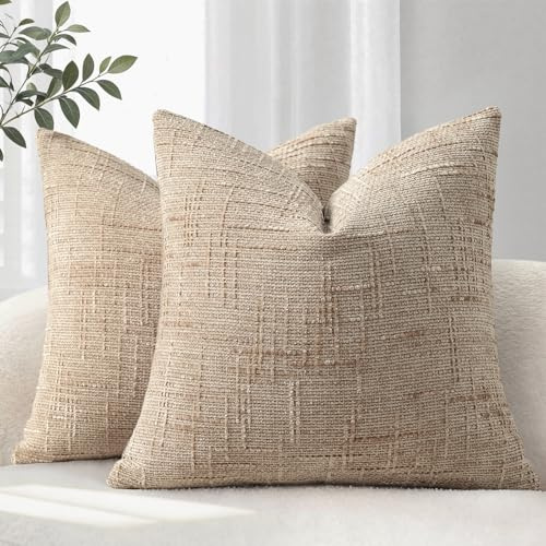 YCOLL Housse de Coussin 40x40 Lot de 2 Coussin de Canapé en Tissu Chenille Doux Housses de Coussin Kaki Coussin Décoratif Canapé & Salon Housses de Coussin Décoratif pour Décorations