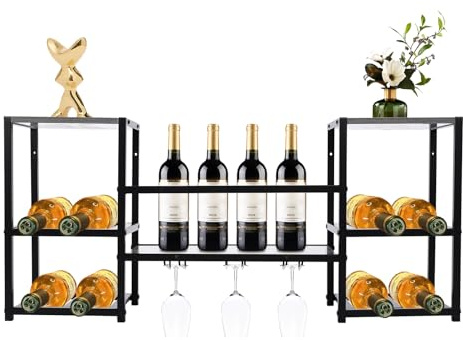 Dettchan Étagère à vin à 3 niveaux - Montage mural - Étagère de stockage de vin industrielle - Pour cave à vin, bars, restaurants, cuisines - 87,88 x 24,89 x 39,88 cm