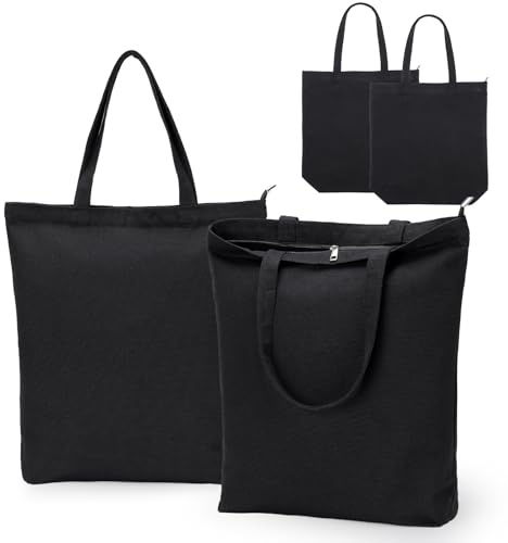 Einfa Bolso Tela Beige - Bolsas Lona Tote de Tela - Tote Bags Cremallera para Mujer Casual Compras Shopping
