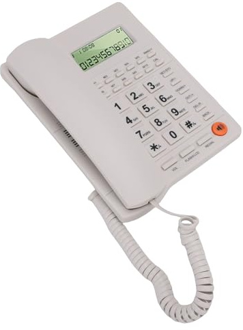 Yanmis Téléphone Fixe Filaire, Téléphone à Grandes Touches avec Identification de L'appelant et Affichage Clair, Volume de Sonnerie Réglable et fonctionnalité sans Alimentation, pour Le (White)