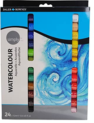 Daler Rowney 134500124 - Simply Watercolour Set, 24 x 12 ml, blau