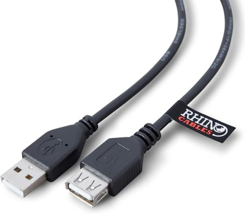 rhinocables USB 2.0 A-A Extension Cable | High-Speed Data Transfer (480mbps) | Hassle-Free, Reliable Connectivity with All USB A Devices - Printers, Cameras, Mice, Keyboards & More (3m,Pack of 1)