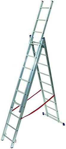 Scala alluminio telescopica Facal Euro Stilo 3 rampe x 9 gradini mt 6,84