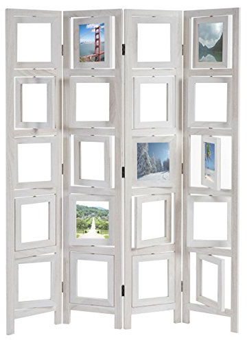 Mendler Paravent Fotogalerie II, Raumteiler Trennwand Sichtschutz Foto-Paravent, 160x125cm - weiß