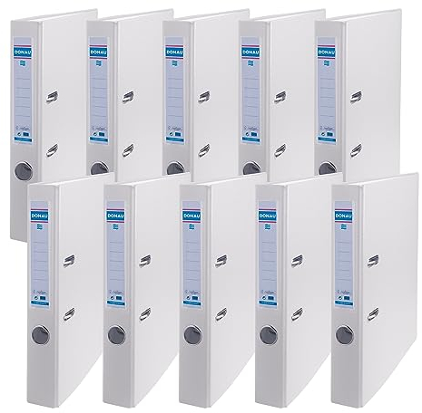 Raccoglitori per Ufficio DONAU Master/Certificato FSC, Materiale: PP, A4/ 50 mm - 5 cm, colore: Bianco/Confezione da 10-10 pezzi/Classificatore Registratore