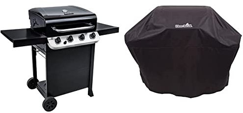 Char-Broil Convective Series 410B - 4 Burner Gas Barbecue Grill, Black Finish with Barbecue Grill Cover, Black