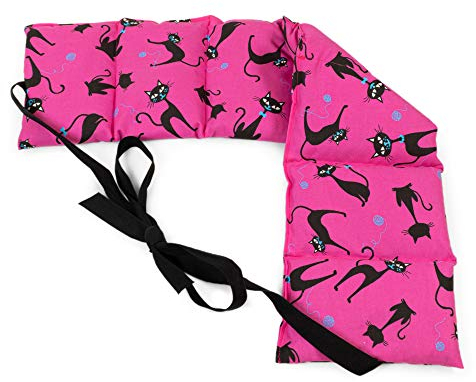 Rapssamenkissen 7-Kammer mit Band, 65x15 Katzen-pink. Wärmekissen, Körnerkissen, Rapskissen