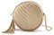 CHIC DIARY Damen Crossbody Tasche Runde Kleine Umhängetasche Schultertasche mit Quaster PU Leder Mode Handytasche