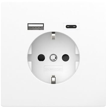 2USB - Steckdose Unterputz inCharge PRO 80 - USB-A & USB-C 12 W/3,0 A Schnellladegerät - 250 V geerdet - Sicher & Energieeffizient - Glänzend Weiß