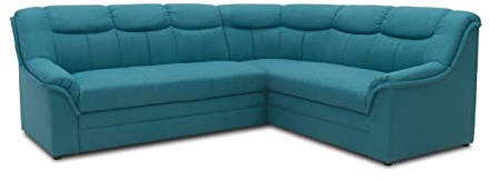 DOMO. collection Ecksofa Berlin, Schlaffunktion, Petrol | 3 Sitzer links mit Schlaffunktion und Federkern für mehr Komfort, 205 x 250 x 89 cm (BxTxH)