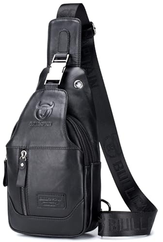 BULLCAPTAIN Sling Bag Genuine Leather Crossbody Backpack Outdoor Travel Chest Bag Daypack