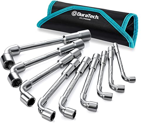 DURATECH Pfeifenkopfschlüssel Satz, Doppel-Steckschlüssel-Satz, Sechskant, 9-teilig, SW 8-19mm, Metrisch, mit Aufbewahrungstasche