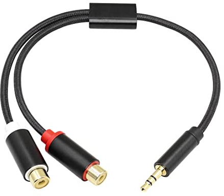 YACSEJAO Câble RCA vers 3,5 mm stéréo jack 1/8 vers 2 RCA femelles - Câble audio phono plaqué or pour smartphone, tablette, MP3, home cinéma, haut-parleurs, HDTV