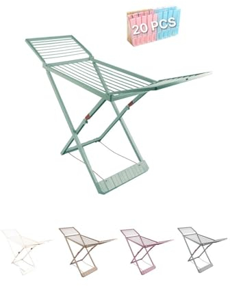 Jardin202 - Tendedero Plegable de Resina Incluye 20 Pinzas – Tendal Abatible Balcón para Interior y Exterior | Plegable (Verde)