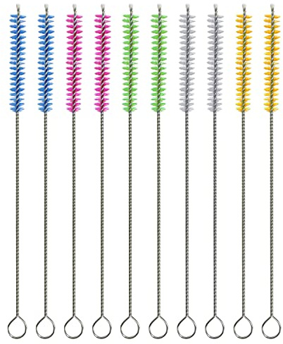 10 Stück Farbstroh-Reinigungsbürste, Reagenzglasbürste, Detailbürste Reinigungsbürste, Flaschenbürste, Kann zum Reinigen von Flaschen, Saugern, Kaffeemaschine usw.(20cm)