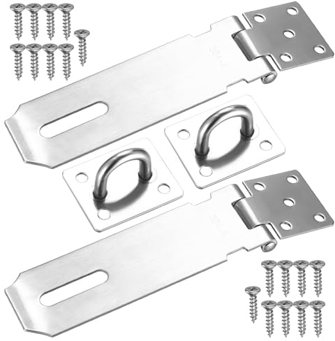 Hasp Latch, 2 Set 5 inch Padlock Hasp, Door Locks Padlock Hasp Latch | Stainless Steel Padlock Latch Hasp Lock, Safety Padlock Clasp Hasp Lock Latch Hasps for Padlocks, with 18 Screws,padlock hasp