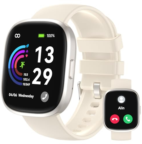 anyloop Montre Connectée Femme Homme avec Appel Watch,1,83 HD smartwatch,Montre Connectée Sport Etanche IP68,110+ Modes Sportifs avec Cardiofrequencemetre/Moniteur de Sommeil pour Android iOS Ivoire