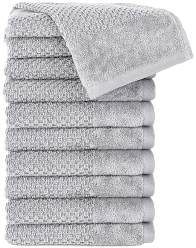 Pure Label Gästehandtuch 10er-Pack 30x50cm aus 100% Baumwolle - Hellgrau | 100% Baumwolle, weich & saugstark - Waschbar bis 60∘C, trocknergeeignet