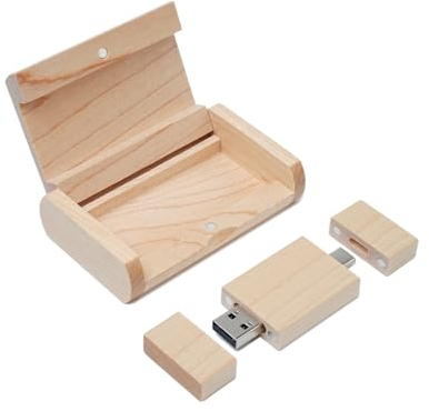 Yaxiny Chiavetta USB C 16GB in Legno di Acero - OTG Pen Drive Tipo C per Smartphone Android - USB 2.0 e C