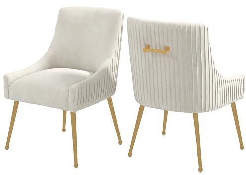 VANTEN Stuhl Esszimmer, Set Aus 2 Stühlen, Moderne Esstisch Stühle- und Sessel Esszimmer Mit Goldenen Beinen,Sessel Wohnzimmer für Empfangsraum,Schlafzimmer und Küche(Beige)