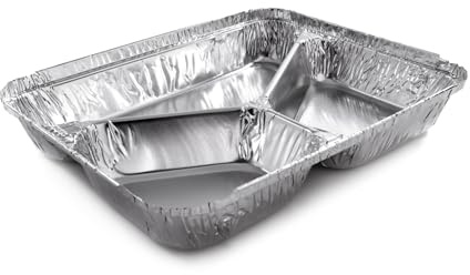 CONTITAL R81L Contenitori Alluminio 3 Scomparti, Vaschette Monouso Take Away, Teglie Usa e Getta per Alimenti, Microonde, Vaschette Asporto Box Linea Professionale, 100pz