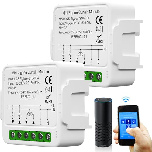 Tuya WiFi, 2 pezzi, interruttore per tapparelle, modulo 2,4 GHz, controllo smart per tapparelle, controllo app, timer per tapparelle, funzionamento con Alexa/Google Home