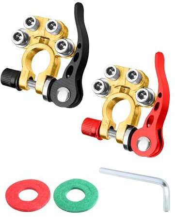 Flaconi 2PCS morsetti batteria auto,stacca batteria per auto,morsetti batteria 12v,Terminali di Batteria,Morsetto Positivo e Negativo Connettori di Batteria A Sgancio Rapido Ottone Tipo per Auto Moto