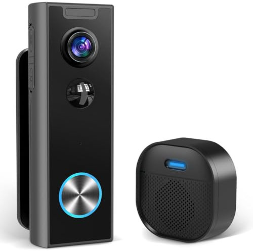 MKEOLGE Doorbell Camera Wireless, Video Doorbell Wireless, 2-Way Audio/Battery Operated/2K HD & Night Vision/AI&PIR Detection/2.4GHz WiFi