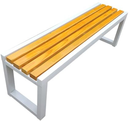 Gartenbänke, Allwetterbänke for den Außenbereich, Parkbänke aus Metall, Terrassenbänke, Gartenmöbel for Balkone, Parks, Grünanlagen, Höfe, Einkaufszentren, Ruhebänke aus verrottungsfestem Holz(White,1