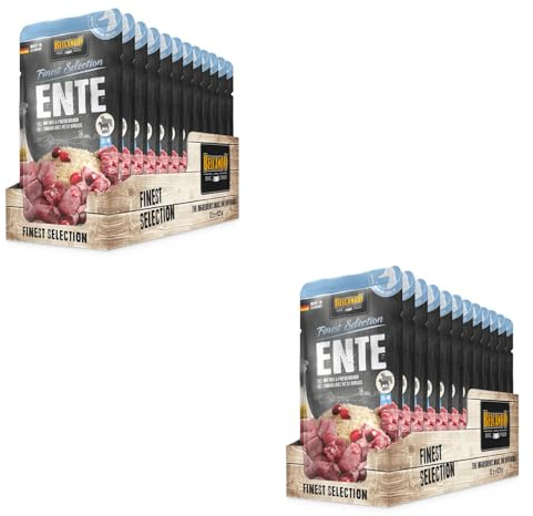 Belcando Finest Selection Adult Ente mit Reis & Preiselbeeren | Doppelpack | 2 x 12 x 125 g | Alleinfuttermittel für Hunde | Mit Distelöl