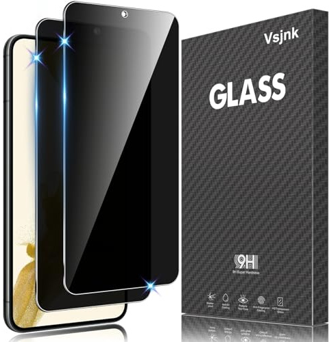 Vsjnk Sekretess skärmskydd kompatibelt med Samsung Galaxy S22/S23/S24/S25 anti-spion härdat glas, 2 pack skyddsfilm anti-fingeravtryck repning anti-bubbla hårdhet 9H