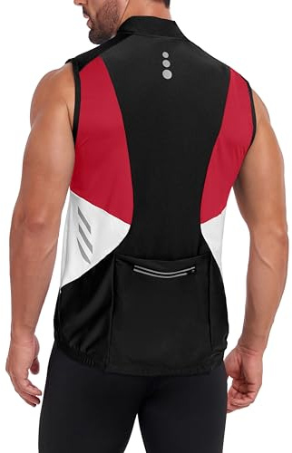 Little Donkey Andy Men's Half Zip Breathable Cycling Vests Reflective Sleeveless Jerseys Lightweight Bicycle Running Black L