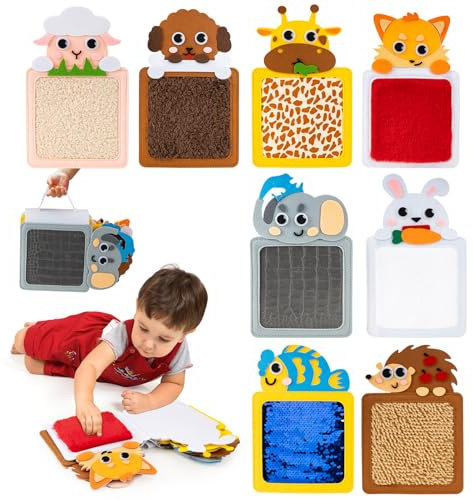 Growithu 8PCS Alfombra Sensorial Bebe: Juguetes Sensoriales para Bebés y Niños Pequeños - Alfombras Sensoriales Animales Textura Táctil para Niños Autismo