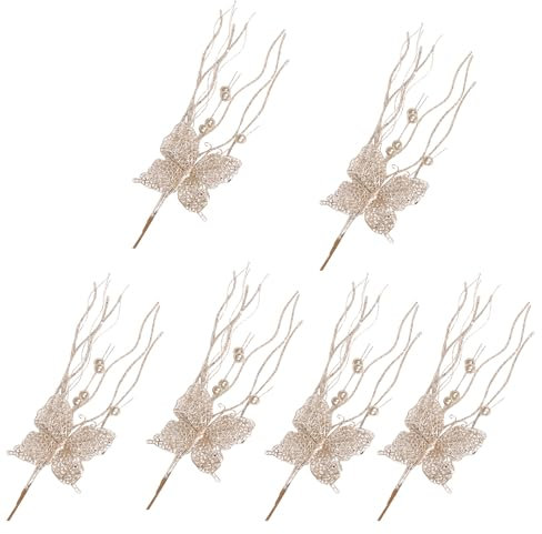 kwoifioy 6 Stück Weihnachts Stechpalmen Beeren Zweig Stechpalmen Beeren Stängel Weihnachts Pflanzen Dekoration Für Weihnachtsfeier Mittelstücke