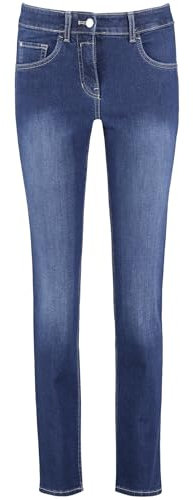 Gerry Weber Damen 5-Pocket Jeans SOL꞉INE BEST4ME Slim Fit unifarben reguläre Länge Blue Denim with use 38