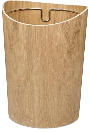 Relaxdays Papierkorb, 9l Volumen, in Holzoptik, H x D: 30 x 23 cm, Metallring für Mülltüte, runder Abfalleimer, Farbwahl | Metallring für Mülltüte, runder Abfalleimer